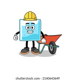 ice block cartoon as a contractor , character design