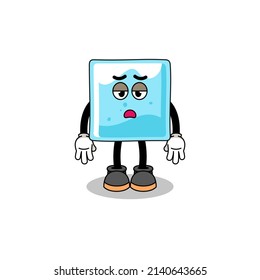 ice block cartoon with fatigue gesture , character design