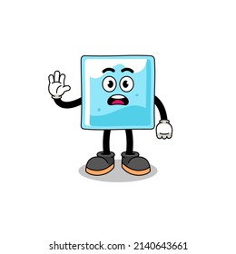 ice block cartoon illustration doing stop hand , character design