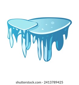 Ice block of colorful set. This illustration showcases a stunning design of glistening icicles, beautifully captured in a cartoon style against a serene white background. Vector illustration.