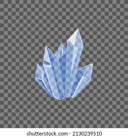 Ice Block, Iceberg Or Stalagmite In Realistic Vector Illustration Isolated On Transparent Background. Icicle Piece, Frozen Glacier In Arctic Or Antarctica. Blue Brilliant Clear Icy Crystal.