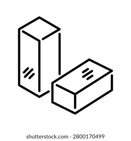 Ice block icon. Objects and ice sculpture line symbol. Black and white.