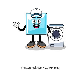 ice block illustration as a laundry man , character design