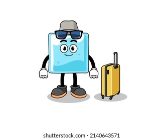 mascota de bloques de hielo haciendo vacaciones , diseño de caracteres