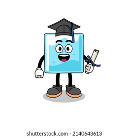 ice block mascot with graduation pose , character design