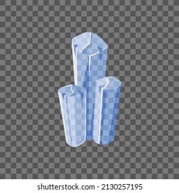 Ice Block, Stalagmite Or Stalactite In Realistic Vector Illustration Isolated On Transparent Background. Piece Of Frozen Water In Solid Shape, Blue Brilliant Clear Icy Crystal.