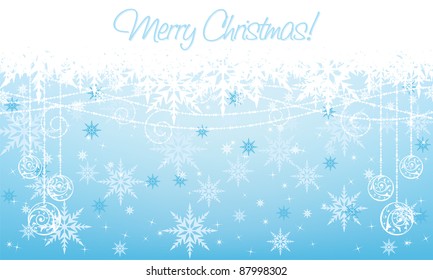 Ice blue Christmas decoration background with space for text. All elements on separate layers.