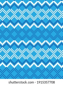 Ice Blue Christmas fair isle pattern background for fashion textiles, knitwear and graphics