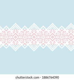 Ice Blue Christmas snowflake fair isle pattern background suitable for fashion textiles, knitwear and graphics