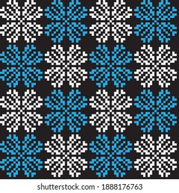 Ice Blue Christmas snowflake fair isle pattern background suitable for fashion textiles, knitwear and graphics