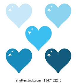Ice blue hearts set, clip art vector illustration