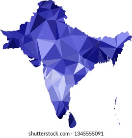 Ice blue India Map in Low Poly Style on isolated white background. Indian area in Polygonal diamond style for your design.