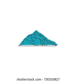 Ice blue mountain icon. Doodle illustration of mountain vector icon for web isolated on white background