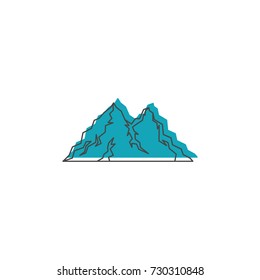 Ice blue mountain icon. Doodle illustration of mountain vector icon for web isolated on white background