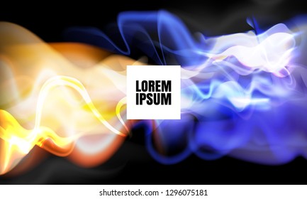 Ice Blue and Orange Fire Vector Background with Place for Text. Gas Flame and Red Wildfire Texture