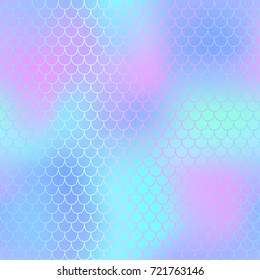 Ice blue and pink fish skin with scale pattern. Mermaid tail vector background. Mermaid  seamless pattern. Mermaid skin seamless background for nursery design. Seamless color mesh. Fish scale ornament