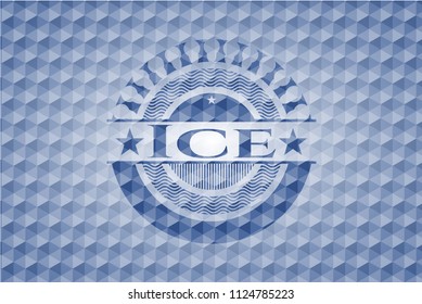 Ice blue polygonal emblem.