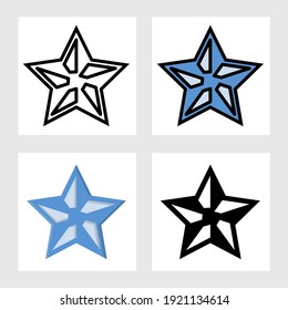 ice blue star icon vector design in filled, thin line, outline and flat style.