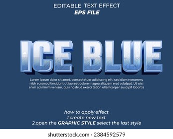 ice blue  text effect, font editable, typography, 3d text. vector template