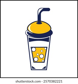 ice boba illustration vector design with yellow and blue colors and simple style. suitable for logos, icons, posters, advertisements, banners, companies, t-shirt designs, stickers, websites.