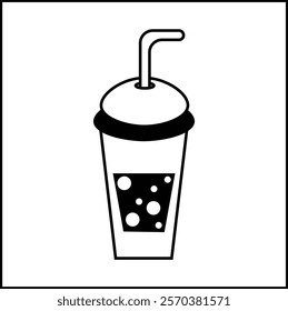 ice boba silhouette illustration vector design in black and white. suitable for logos, icons, posters, advertisements, banners, companies, t-shirt designs, stickers, websites.