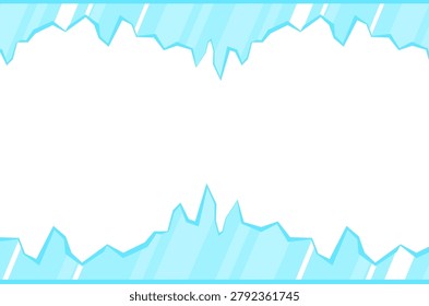 Ice Border Vector Frame with Frozen Blue Icicles and Snowy Texture