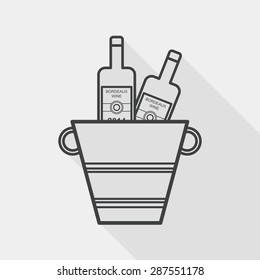 Ice bottle flat icon with long shadow, line icon