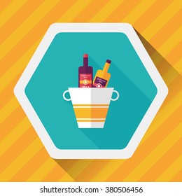 Ice bottle flat icon with long shadow,eps10