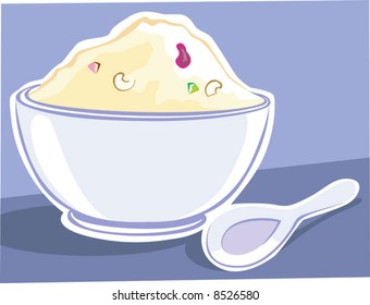  ice crème in bowl and spoon	