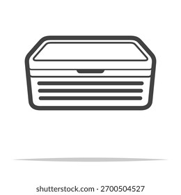 Vector aislado del icono del contorno del envase de la caja de hielo