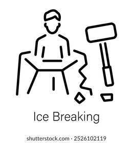 Ice breaking icon in line style 