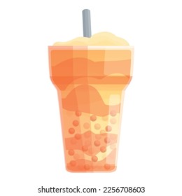 Ice bubble tea icon cartoon vector. Milk drink. Asian coffee