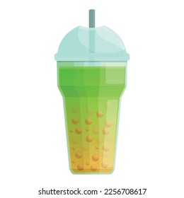 Ice bubble tea icon cartoon vector. Milk drink. Delicious dessert