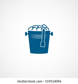 Ice Bucket Blue Flat Icon On White Background