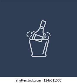 Ice bucket and bottle icon. Ice bucket and bottle linear design concept from Drinks collection. Simple element vector illustration on dark blue background.