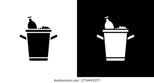 Eimer und Flasche Symbole Vektor Silhouette Design. Grafik-Design-Illustration mit Vektorgrafik.
