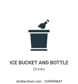 Ice bucket and bottle vector icon on white background. Flat vector ice bucket and bottle icon symbol sign from modern drinks collection for mobile concept and web apps design.