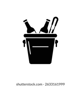 Ice Bucket with Bottles and Tongs for Chilled Beverage Service