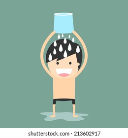 Ice Bucket Challenge. Cartoon Vector illustration