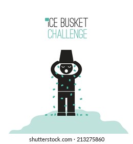 Ice Bucket Challenge - fund raising for ALS vector concept. Viral social activity. People dumping buskers of cold icy water on themselves for charity and donations. 