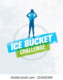 Ice Bucket Challenge Social Media Charity Activity. Creative Vector Design Element on Grunge Background. 