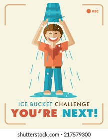 Ice Bucket Challenge Social Media Charity Activity. Perfect to use as e-mail postcards. Flat style.