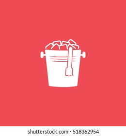 Ice Bucket Flat Icon On Red Background