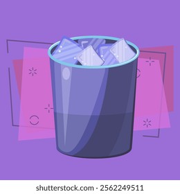 Ice bucket flat illustration. Champagne, whisky, cold drink. Alcohol concept. Vector illustration can be used for topics like drinks, beverage, restaurant