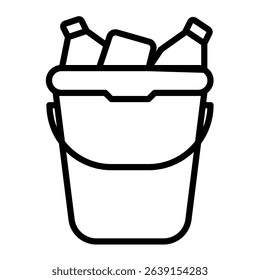 An ice bucket holds bottle and ice in a simplified, linear style, perfect for summer themed content.