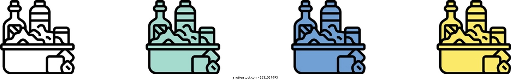 ice bucket icon. Outline, Green, Blue and Yellow Style Design Isolated On White Background