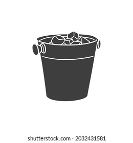 Ice Bucket Icon Silhouette Illustration. Container Cold Drink Vector Graphic Pictogram Symbol Clip Art. Doodle Sketch Black Sign.