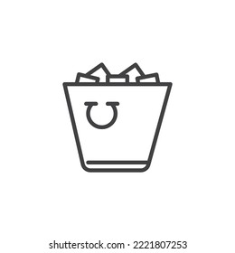 Ice Bucket line icon. linear style sign for mobile concept and web design. Bucket with ice outline vector icon. Symbol, logo illustration. Vector graphics