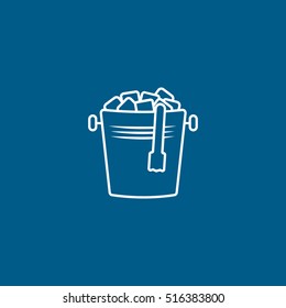 Ice Bucket Line Icon On Blue Background