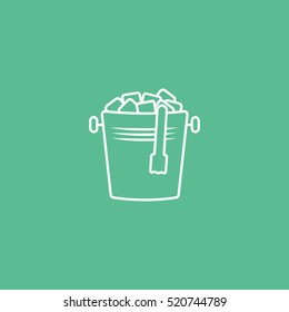 Ice Bucket Line Icon On Green Background